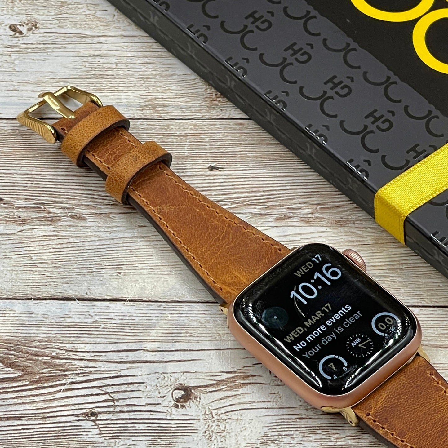 Genuine Brown Leather Slim Apple Watch band, 42mm, 38mm, 40mm, 44mm for series 1-2-3-4-5-6 & SE Free Laser Engraving and Gift Package