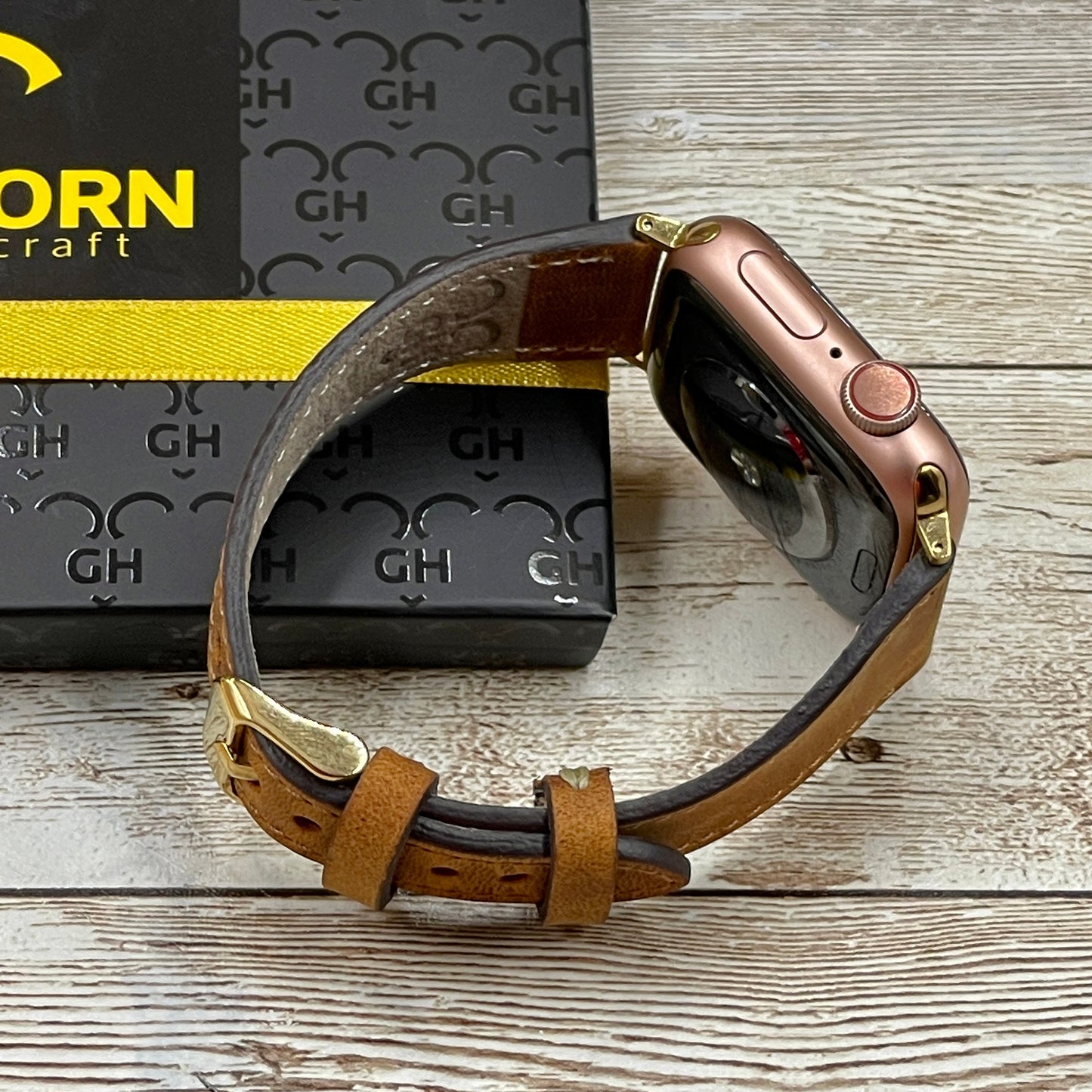 Genuine Brown Leather Slim Apple Watch band, 42mm, 38mm, 40mm, 44mm for series 1-2-3-4-5-6 & SE Free Laser Engraving and Gift Package