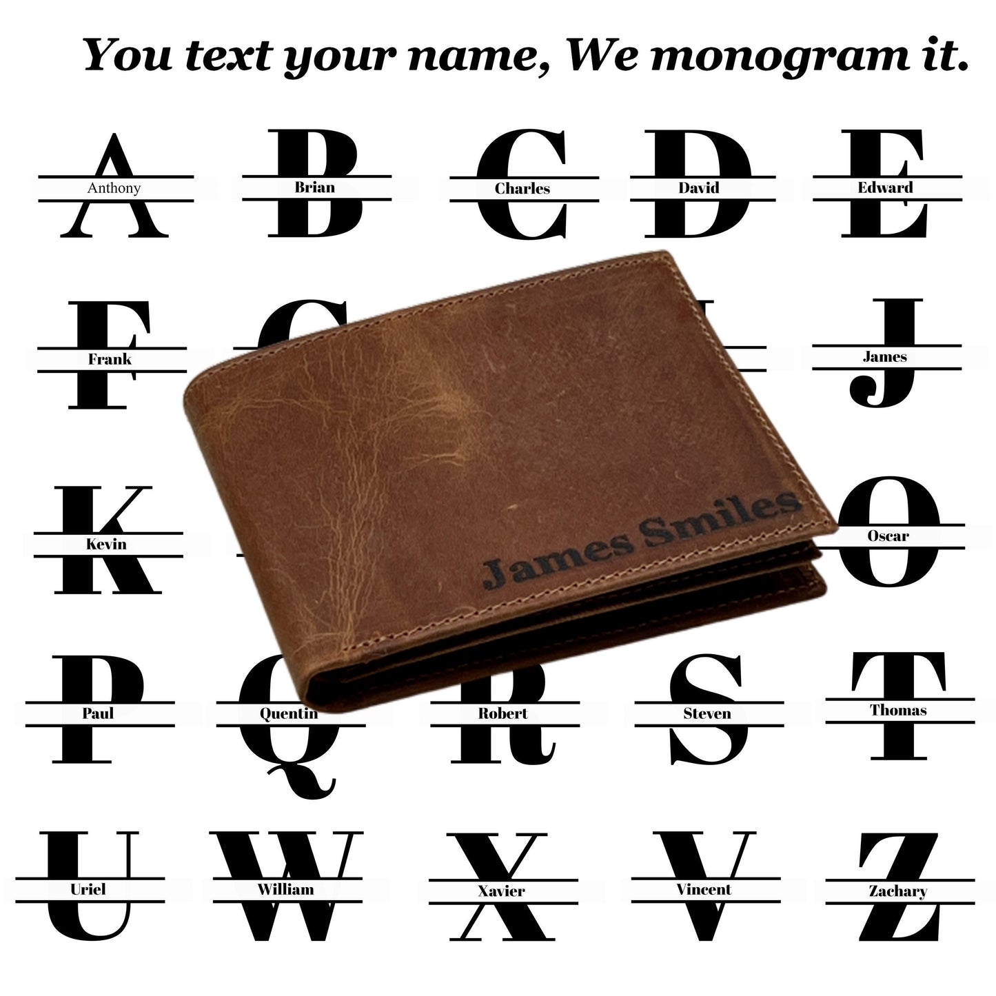 Monogram Wallet l Custom Leather Wallet l Anniversary Gift for Him Personalized Mens Leather Wallet l Groomsmen Wallet Gift for Him