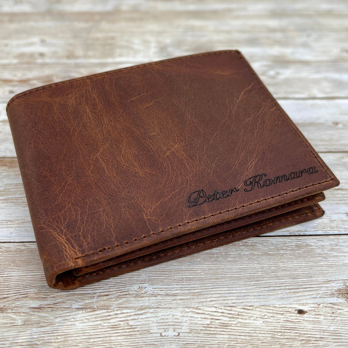 Leather Wallet engraving available for all message, text, initials, handwriting, monograms and logos in gift package