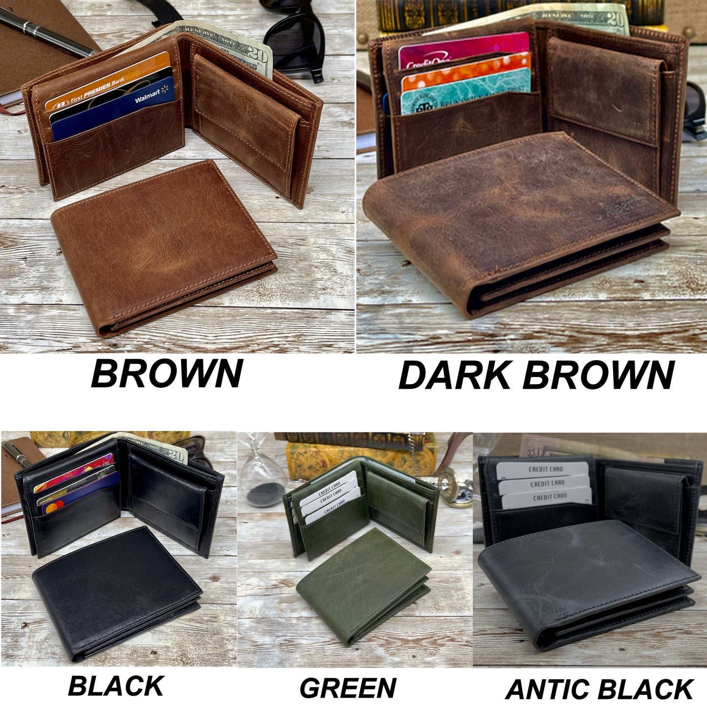Monogram Wallet l Custom Leather Wallet l Anniversary Gift for Him Personalized Mens Leather Wallet l Groomsmen Wallet Gift for Him