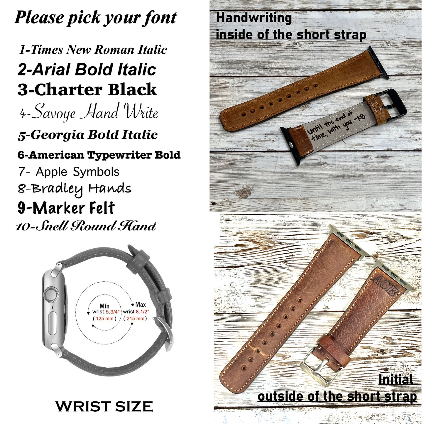 Black Leather Apple Watch band, 42mm, 38mm, 40mm, 44mm for series 1-2-3-4-5-6 & SE | Free Laser Personalization | Same Day Shipping