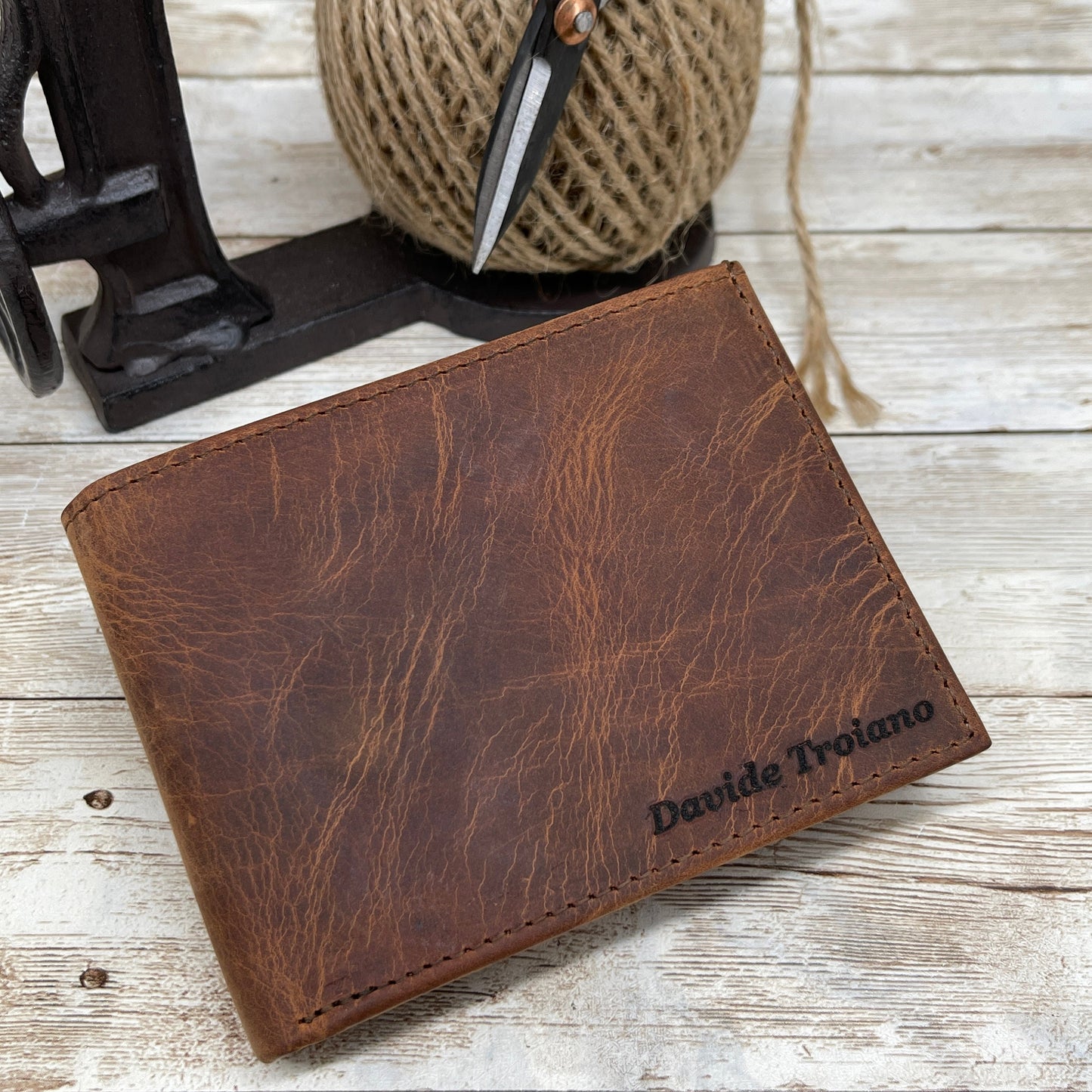 Portafoglio Per La Scrittura a Mano, Handmade Bifold Wallet, Monogrammed Wallet, Engraved Wallet, Personalized Wallet, Handwriting Available