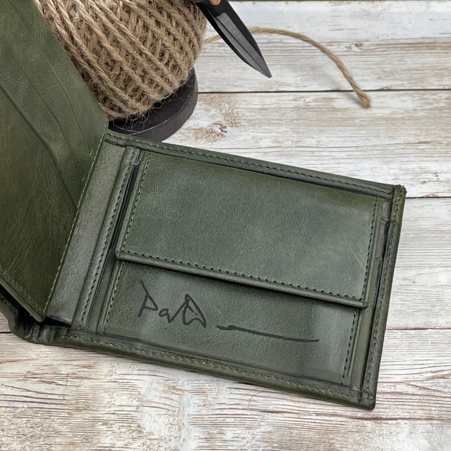 Signature Leather Wallet Engraving Available for all message, text, initials, handwriting, monograms and logos