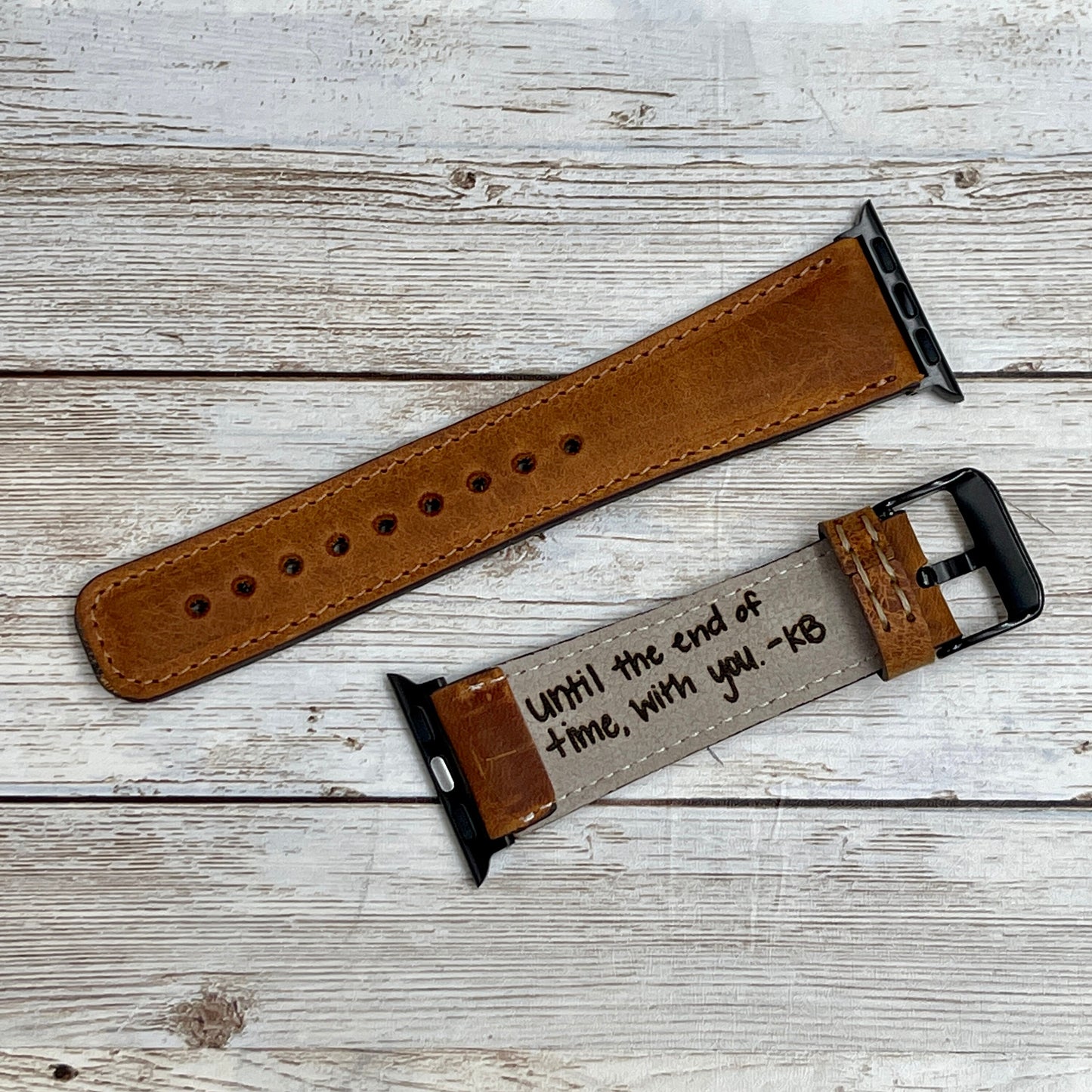 ANNIVERSARY Gift for Boy Friend Premium Leather Brown Apple Watch Band 38mm, 42mm, 44mm, 40mm for Series 7-6-5-4-3-2-1 and SE