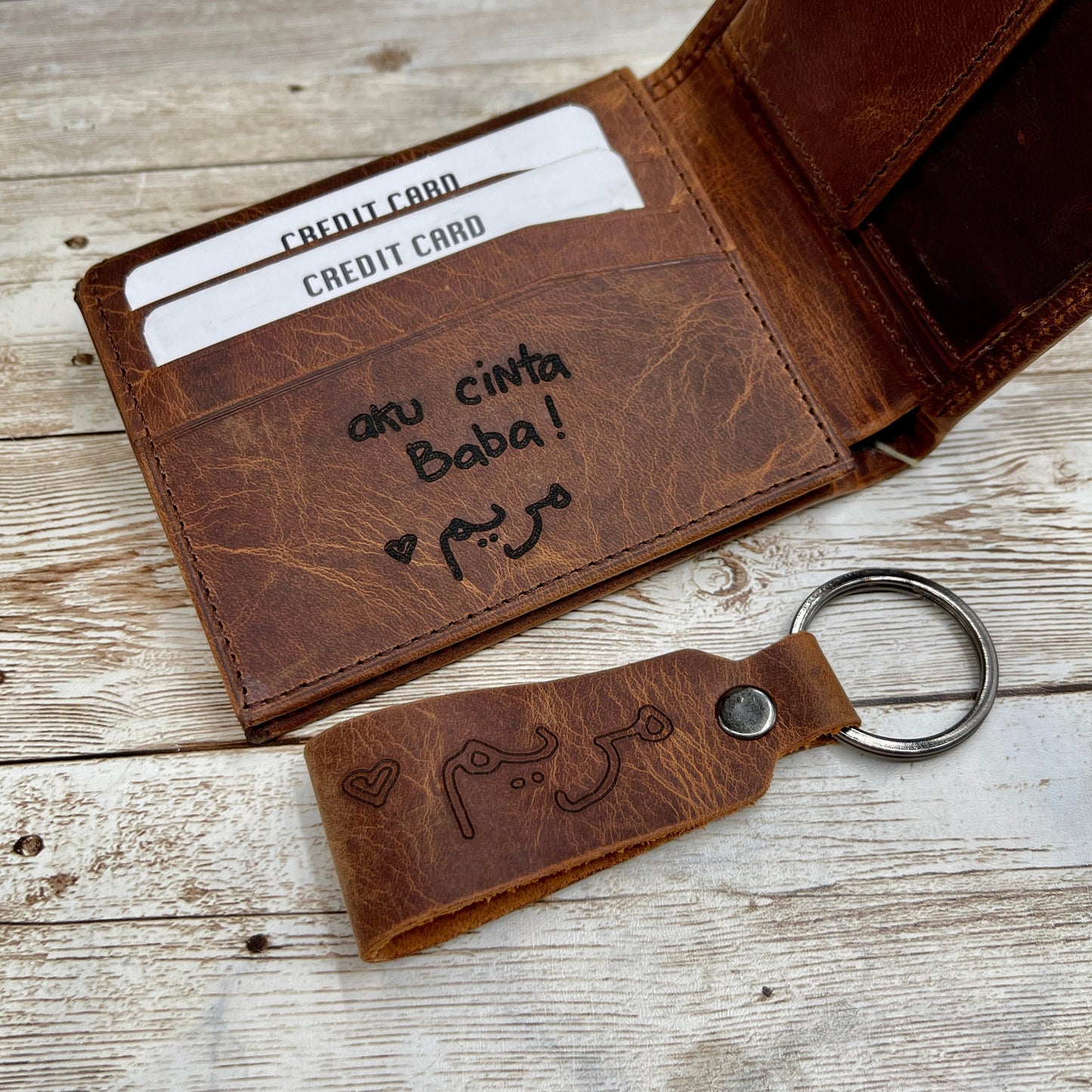 Hebrew, Arabic, Cyrillic Fonts Engraved Wallet, Personalized Genuine Leather Wallet, Customized Wallet, Handwriting Wallet, Wallet for Gift