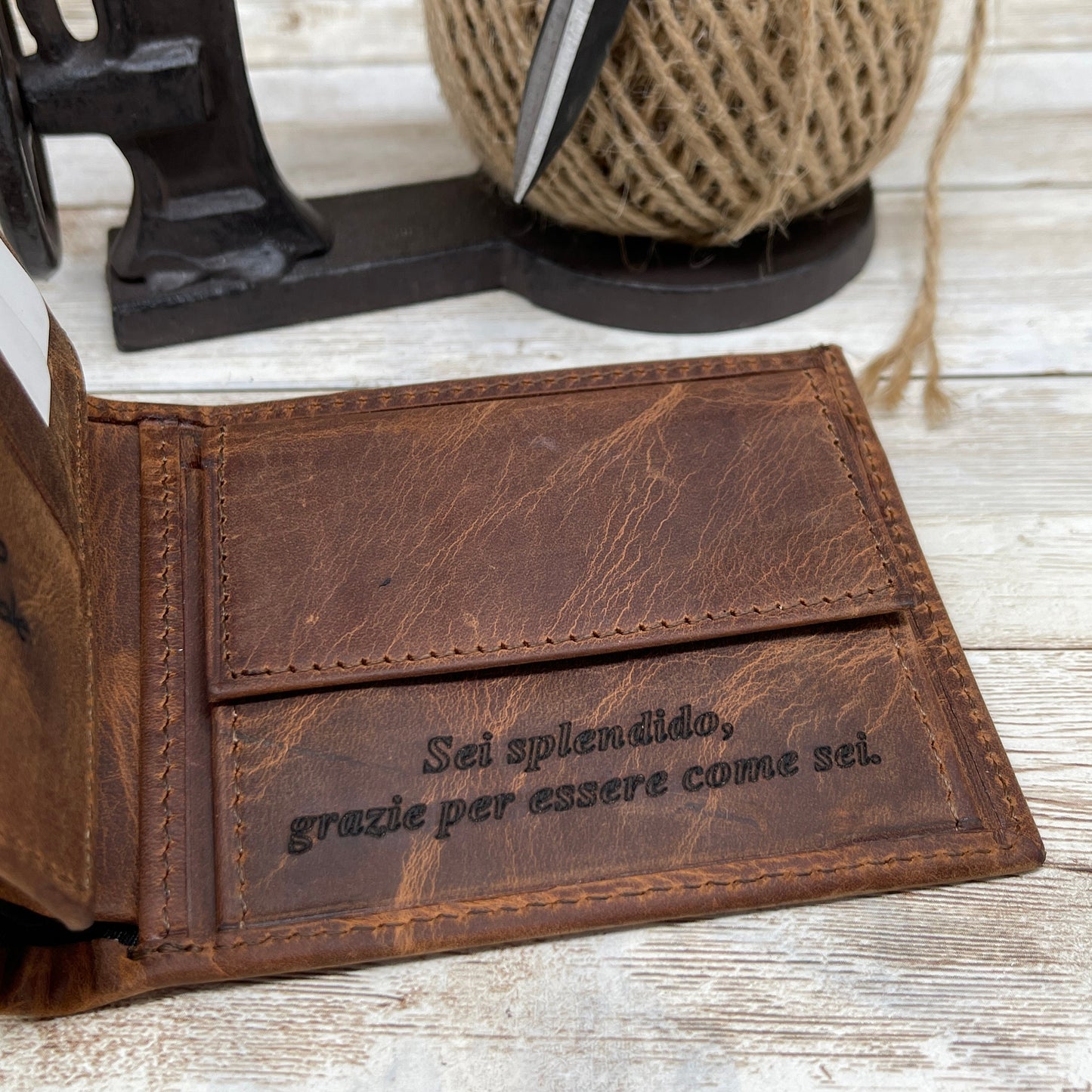 Portafoglio Per La Scrittura a Mano, Handmade Bifold Wallet, Monogrammed Wallet, Engraved Wallet, Personalized Wallet, Handwriting Available