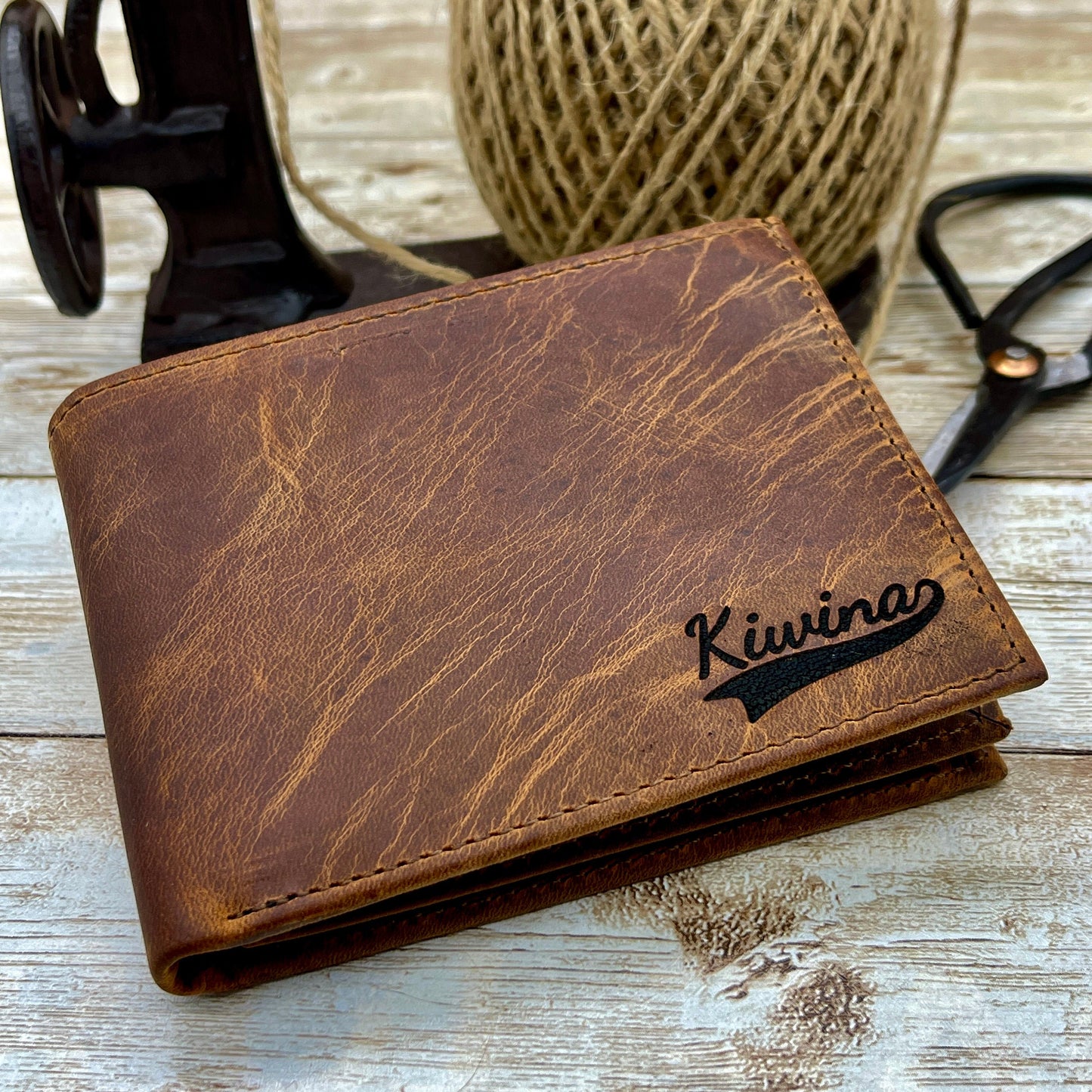 Brown Leather Wallet l Custom Leather Wallet l Anniversary Gift for Him Personalized Mens Leather Wallet l Groomsmen Wallet Gift for Him