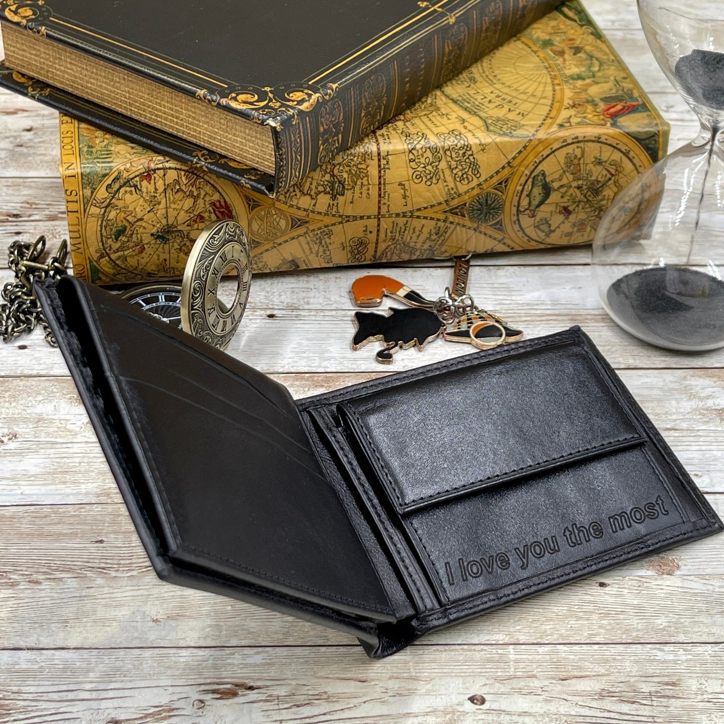 Custom Leather Wallet l Black Leather Wallet l Anniversary Gift for Him Personalized Mens Leather Wallet l Father's Day Gift