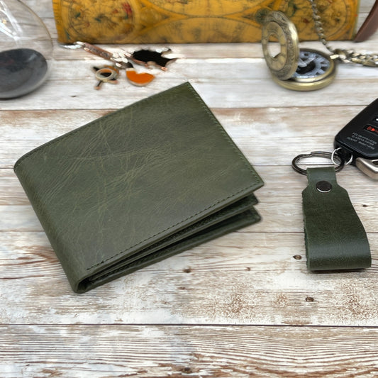Green Handmade Leather Wallet