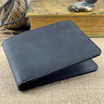 Minimalist Distressed Leather Black Wallet
