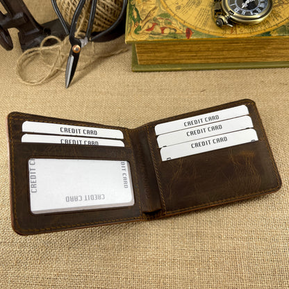 Minimalist Distressed Leather Brown Wallet