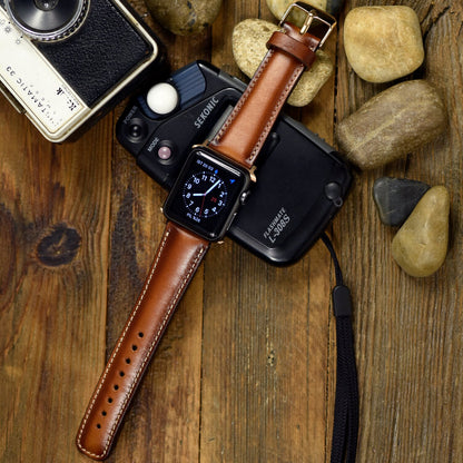 Anniversary Gift for Husband Apple Watch Leather Band, Genuine Leather Brown Apple Watch Band