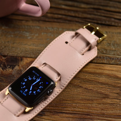 Nude Pink Apple Watch Leather Band 38mm, 40mm, 42mm and 44mm iWatch for Series 6-5-4-3-2-1, Free Laser Engraving