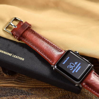 Apple Watch Leather Band Series 6, 5, 4, 3, 2, 1 Red iWatch 4 Strap 38mm 40mm 42mm 44mm Genuine Leather Ready to Ship
