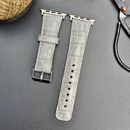 Croco Pattern White Genuine  Leather Apple Watch Band 42mm, 38mm, 40mm, 44mm for Series 1-2-3-4-5-6 and SE