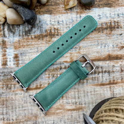 Sea Green Genuine Leather Apple Watch Band 42mm, 38mm, 40mm, 44mm for Series 1-2-3-4-5-6