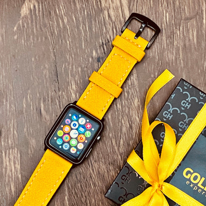 Yellow Apple Watch Band | Apple Watch Leather Yellow Band | Handmade Yellow Apple Watch Strap | Mothers Day Gift Apple Watch Band