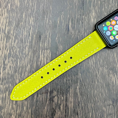 Yellow Apple Watch Leather Band, 100% Hand Cut and Hand Stitched Apple Watch Leather Band 42mm, 38mm, 40mm, 44mm for All Series