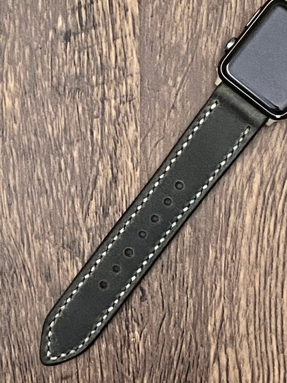Dark Gray Genuine Leather Apple Watch Band, 100 % Hand Cut and Hand Stitched Apple Band 42mm, 38mm, 40mm, 44mm for Series 1-2-3-4-5-6