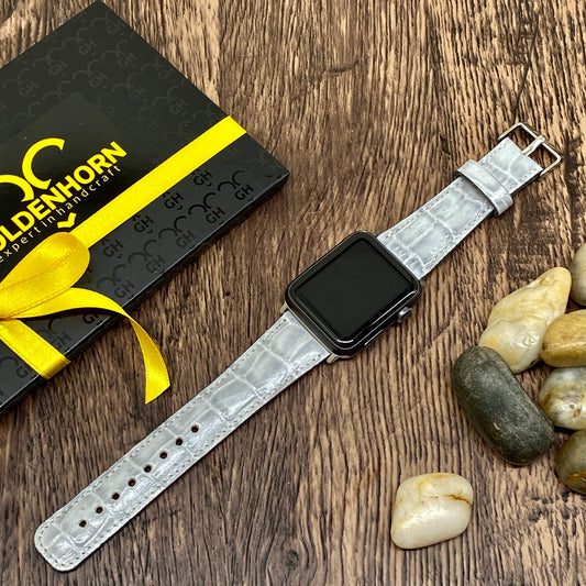 White Croco Apple Watch Leather Bands Apple Watch Band for Man Apple iWatch Strap Gift, For Apple Watch Series 1-2-3-4-5-6