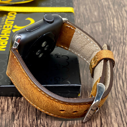 Genuine Brown Leather Apple Watch Band 42mm, 38mm, 40mm, 44mm for Series 1-2-3-4-5-6