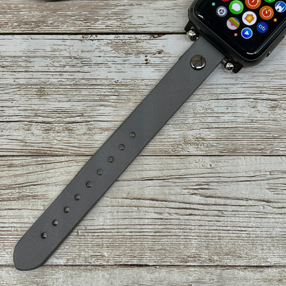 Gray Leather Apple Watch Band 38mm 40mm 42mm 44mm, Slim Leather Apple Watch for Women, iWatch Band, Gift for Sister