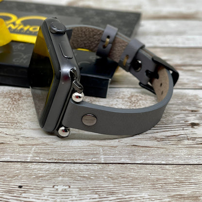 Gray Leather Apple Watch Band 38mm 40mm 42mm 44mm, Slim Leather Apple Watch for Women, iWatch Band, Gift for Sister