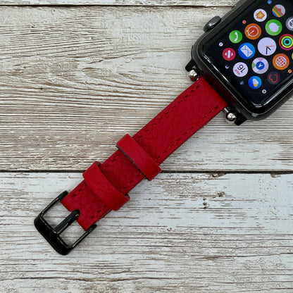 Red Apple Watch Band 38mm 40mm 42mm 44mm, Slim Leather Apple Watch for Women, iWatch Band, Gift for Girlfriend