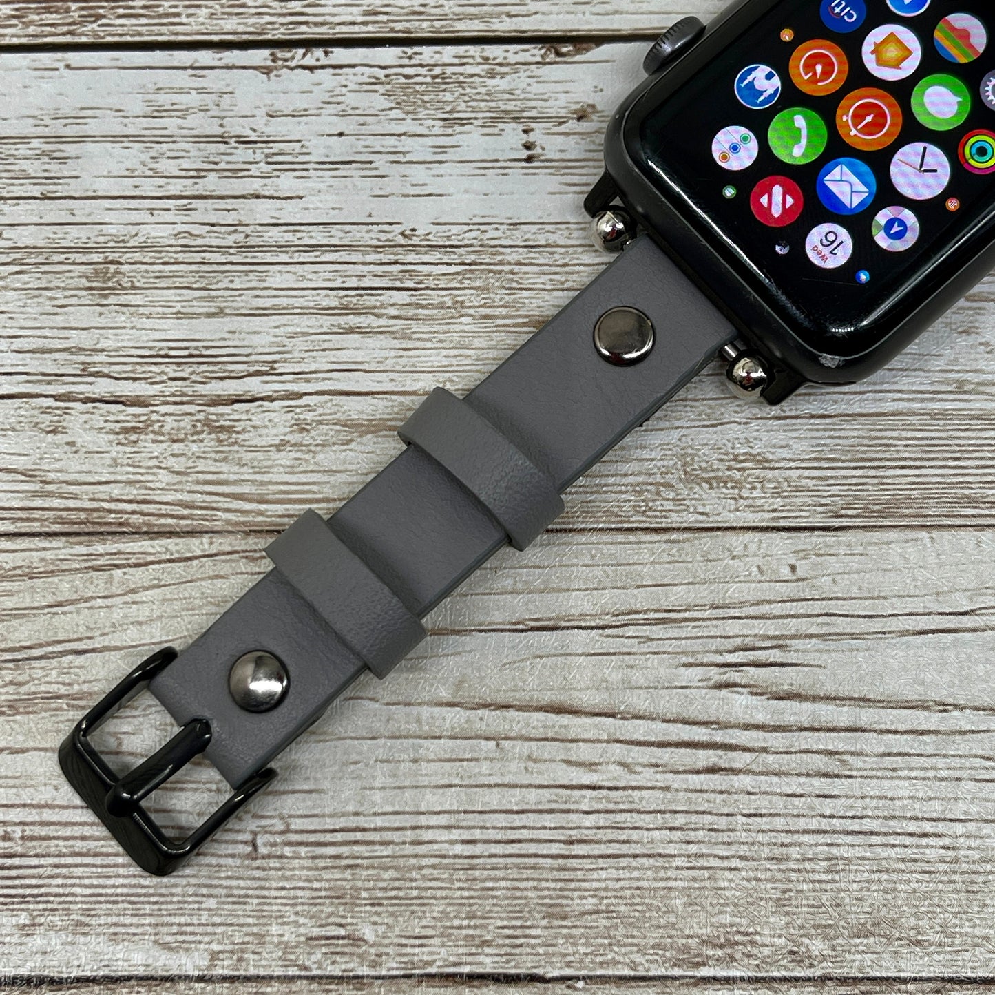 Gray Leather Apple Watch Band 38mm 40mm 42mm 44mm, Slim Leather Apple Watch for Women, iWatch Band, Gift for Sister