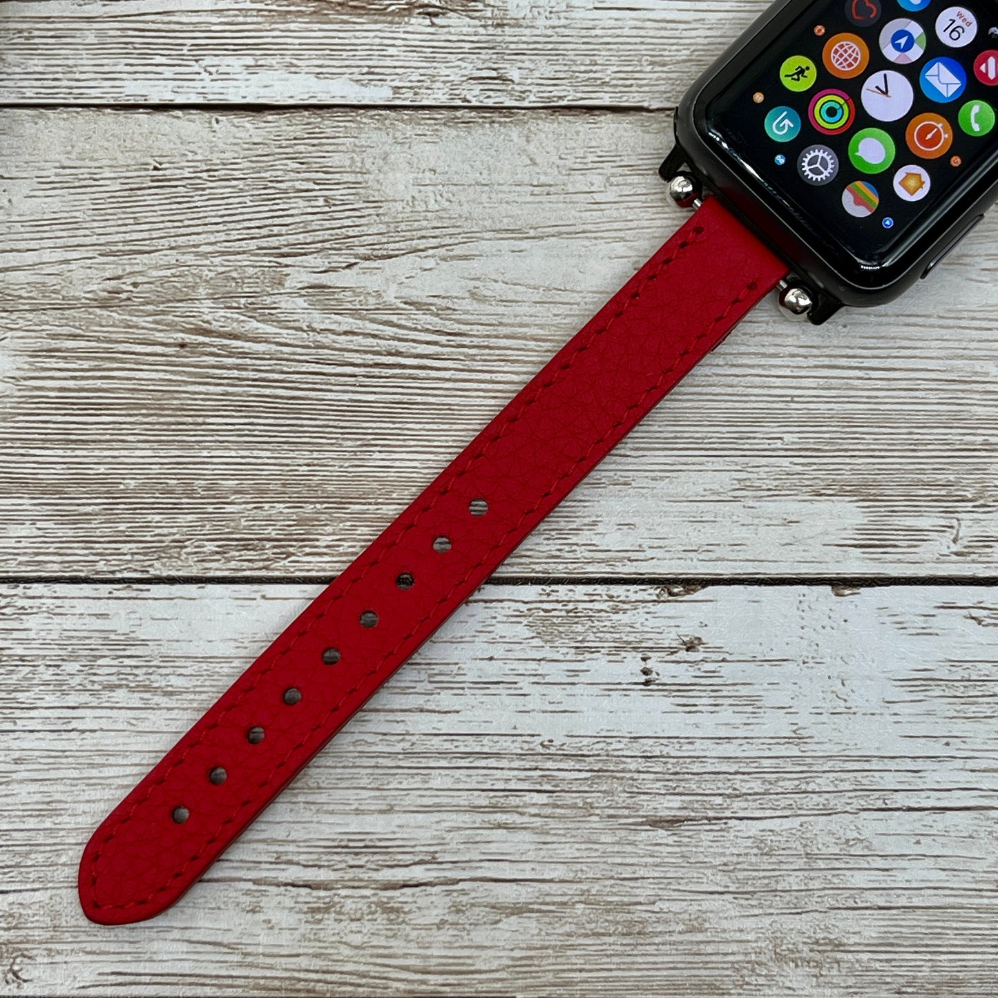 Red Apple Watch Band 38mm 40mm 42mm 44mm, Slim Leather Apple Watch for Women, iWatch Band, Gift for Girlfriend