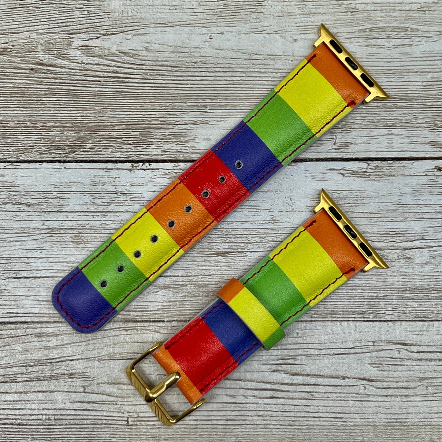 Pride Apple Watch Band, Rainbow Apple Watch Leather Band, Genuine Leather Brown Apple Watch Band 42mm, 38mm, 40mm, 44mm, Series 3 4 5 6,