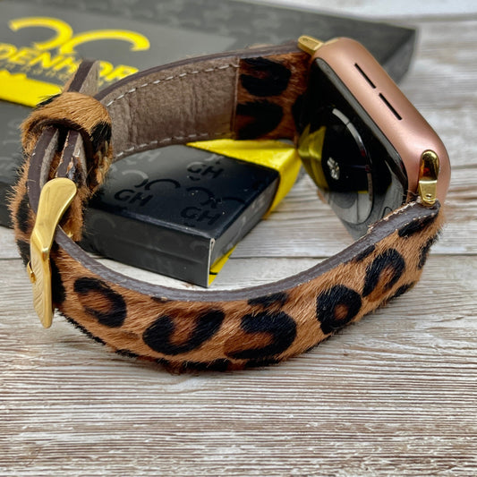 Leopard Apple Watch Band for Girl Friend, 38mm 40mm 42mm 44mm, Furry Leopard Pattern Apple Watch Strap, iWatch Bracelet for All Series