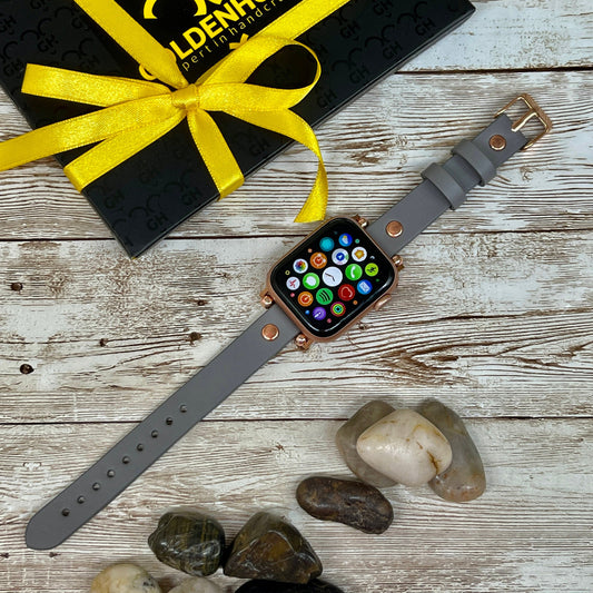 Gray Leather Apple Watch Band 38mm 40mm 42mm 44mm, Slim Leather Apple Watch for Women, iWatch Band, Gift for Sister