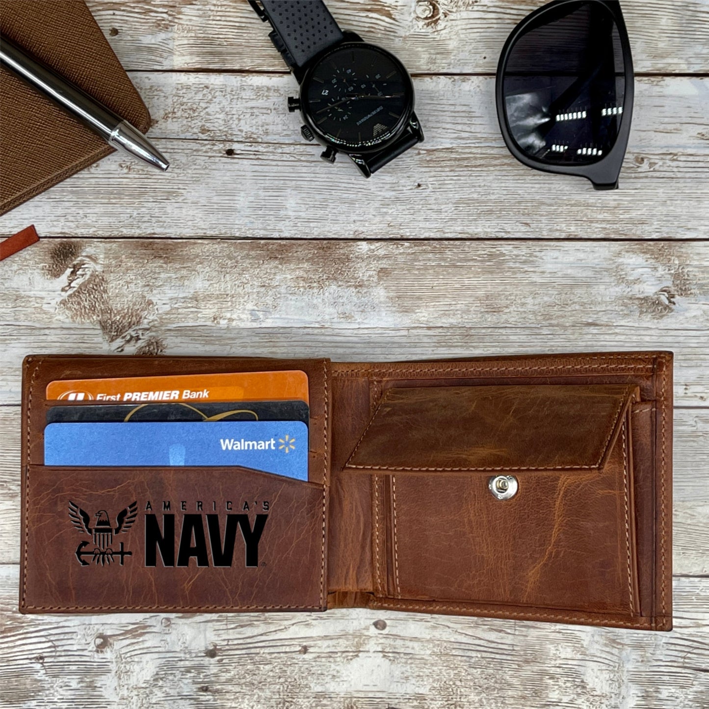 Engraved Mens Wallet | Personalized Wallet | Groomsman Gift | Bifold Wallet | Father's Day Gift | Monogram Wallet | Groomsman Wallet