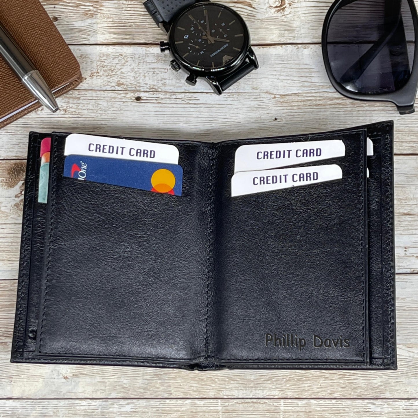 Leather Wallet Made From Full-Grain Leather with 14 Credit Card Spots 2 Id Spots and 2 Cash and Receipt Slots