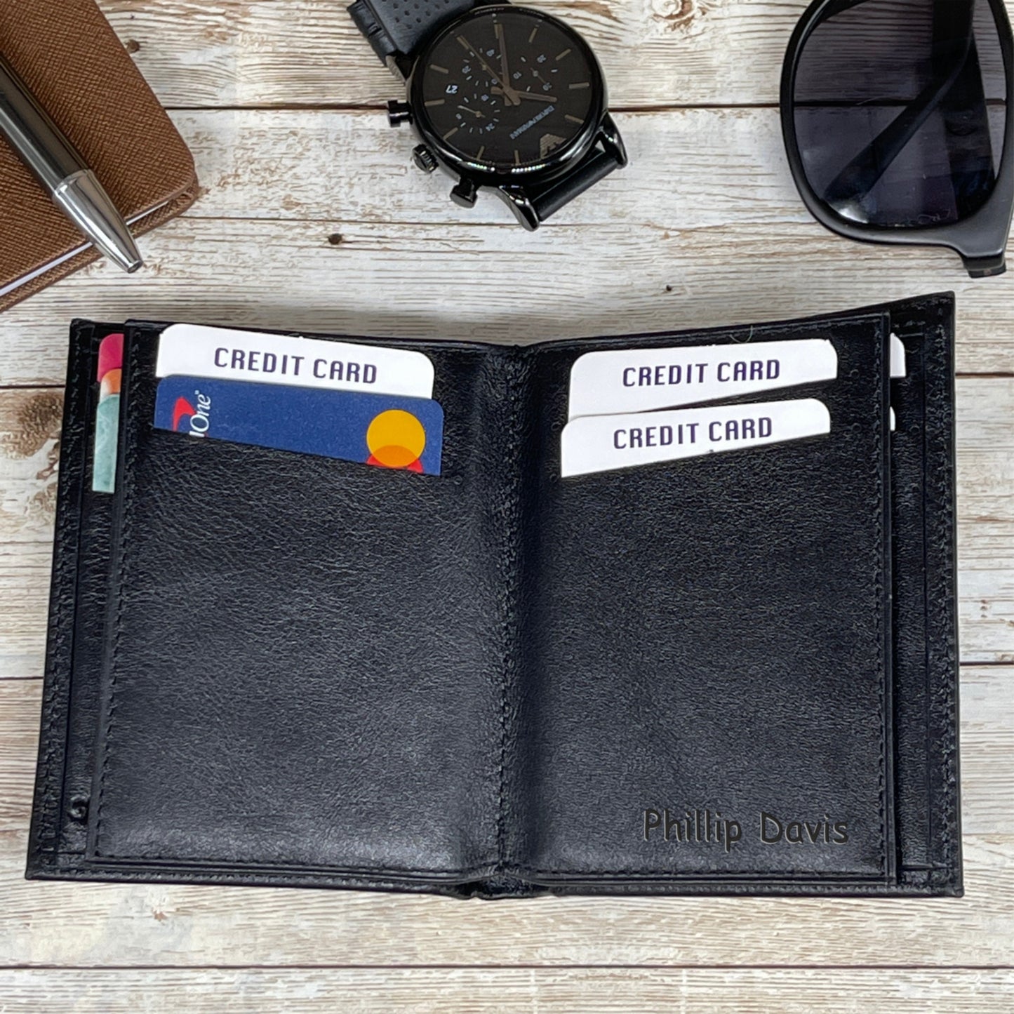 Leather Wallet Made From Genuine Leather with 14 Credit Card Spots 2 Id Spots and 2 Cash and Receipt Slots