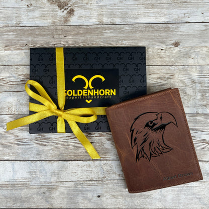 Personalized Leather Wallet Made From Full-Grain Leather with 14 Credit Card Spots 2 Id Spots and 2 Cash and Receipt Slots in Three Colors