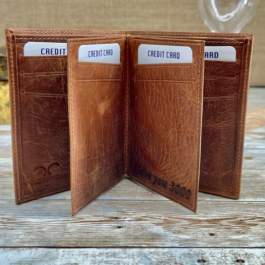 Leather Wallet Made From Full-Grain Leather with 14 Credit Card Spots 2 Id Spots and 2 Cash and Receipt Slots