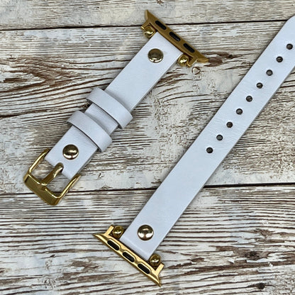 White Apple Watch Band, 42mm, 38mm, 40mm, 44mm for Series 1-2-3-4-5-6-SE, Gift for Anniversary, Free Laser Engraving