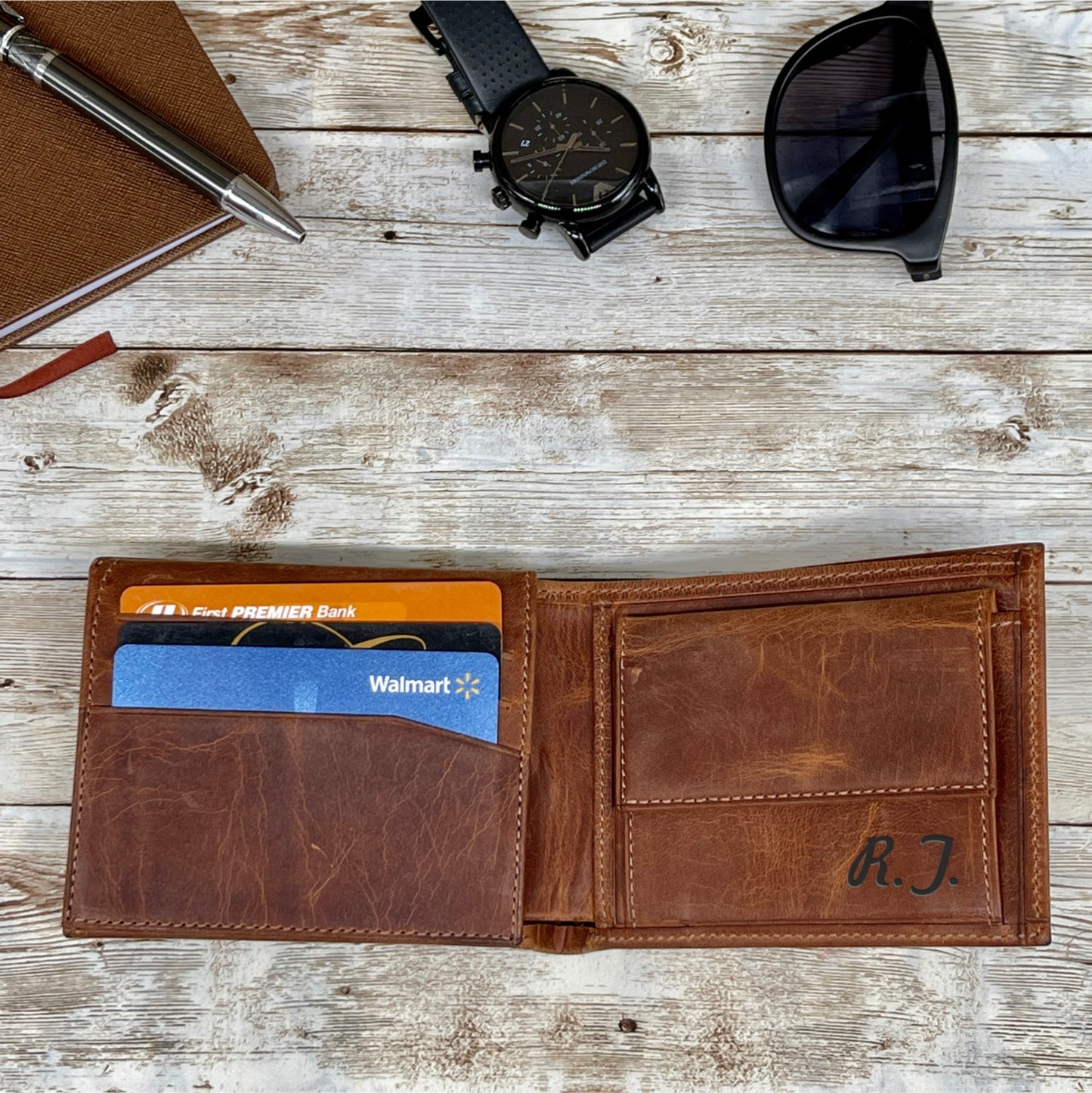 Custom Wallet For Men, Custom Brown Leather Wallet, Personalized Mens Leather Wallet, Gift Wallet For Men, Groomsmen Wallet Gift for Him