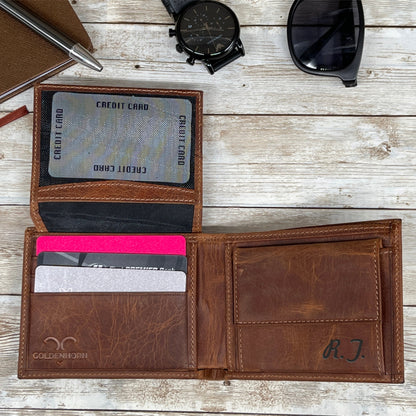 Custom Leather Wallet l Brown Leather Wallet l Anniversary Gift for Him Personalized Mens Leather Wallet l Groomsmen Wallet Gift for Him