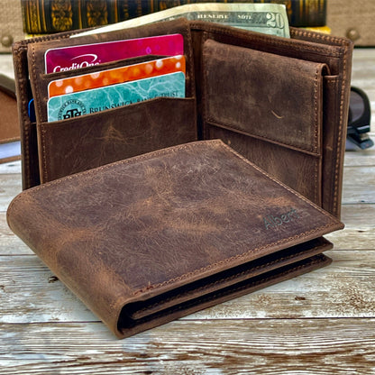 Custom Leather Wallet l Brown Leather Wallet l Anniversary Gift for Him Personalized Mens Leather Wallet l Groomsmen Wallet Gift for Him