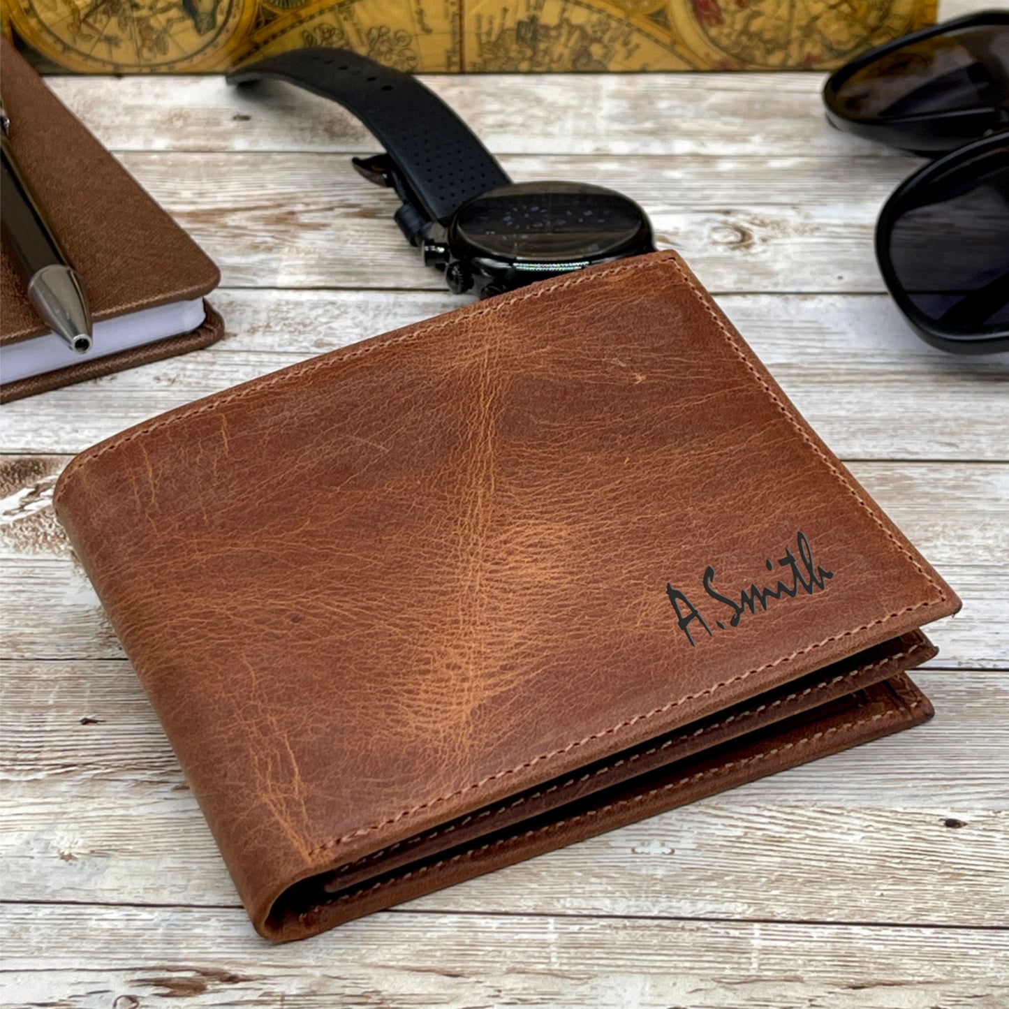 Custom Leather Wallet l Brown Leather Wallet l Anniversary Gift for Him Personalized Mens Leather Wallet l Groomsmen Wallet Gift for Him