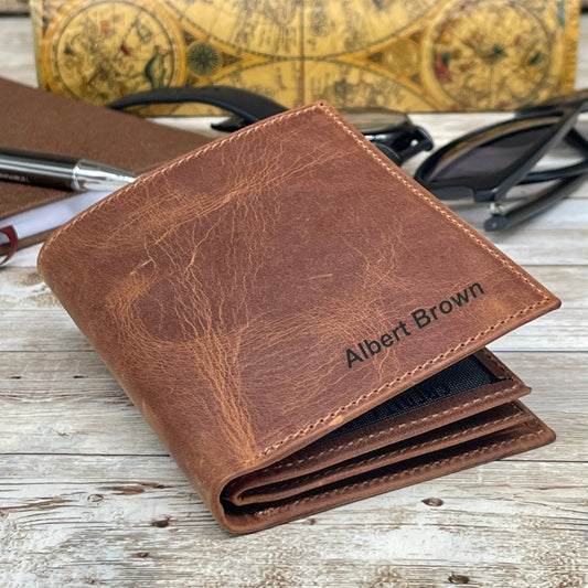 Personalized Leather Wallet Made From Full-Grain Leather with 14 Credit Card Spots 2 Id Spots and 2 Cash and Receipt Slots in Three Colors