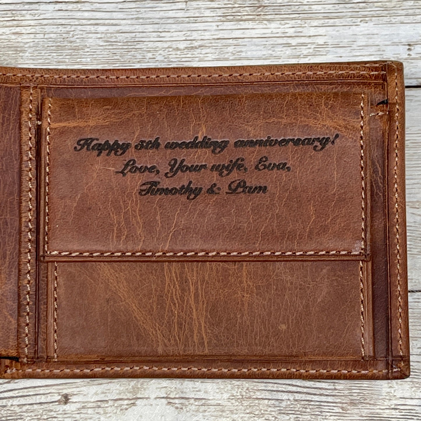 Leather Wallet Handwrite engraving available for all message, text, initials, handwriting, monograms and logos in gift package