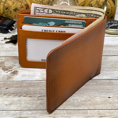 Mens Wallet Leather, Personalized Leather Wallet for Men, Mens Gift Personalized Wallet Handmade, Brown Bifold Wallet Slim, Logo Available