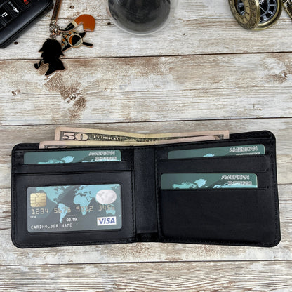 Personalized Men's Wallet | Fathers Day Gift | Custom Engraved Leather Wallet | Groomsmen gift | Monogrammed Leather Wallet | Mens Gift