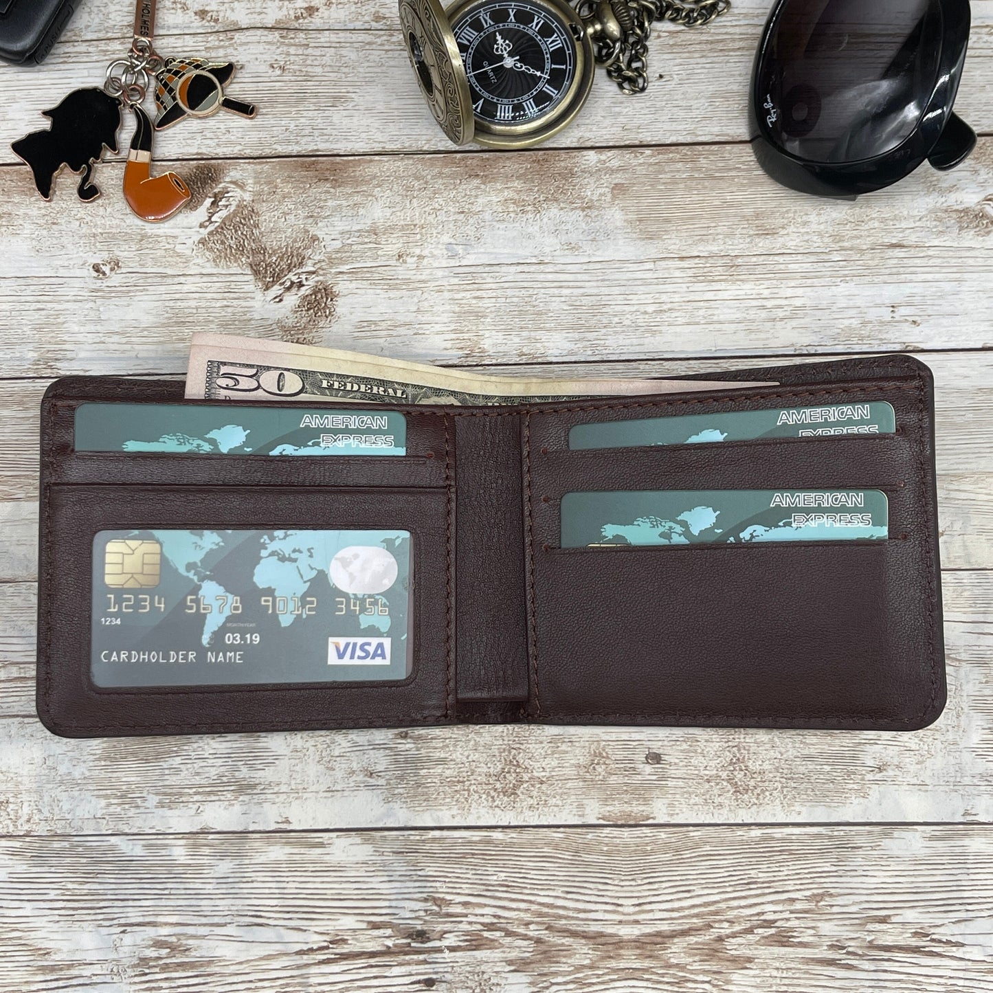 Personalized Men's Wallet | Fathers Day Gift | Custom Engraved Leather Wallet | Groomsmen gift | Monogrammed Leather Wallet | Mens Gift