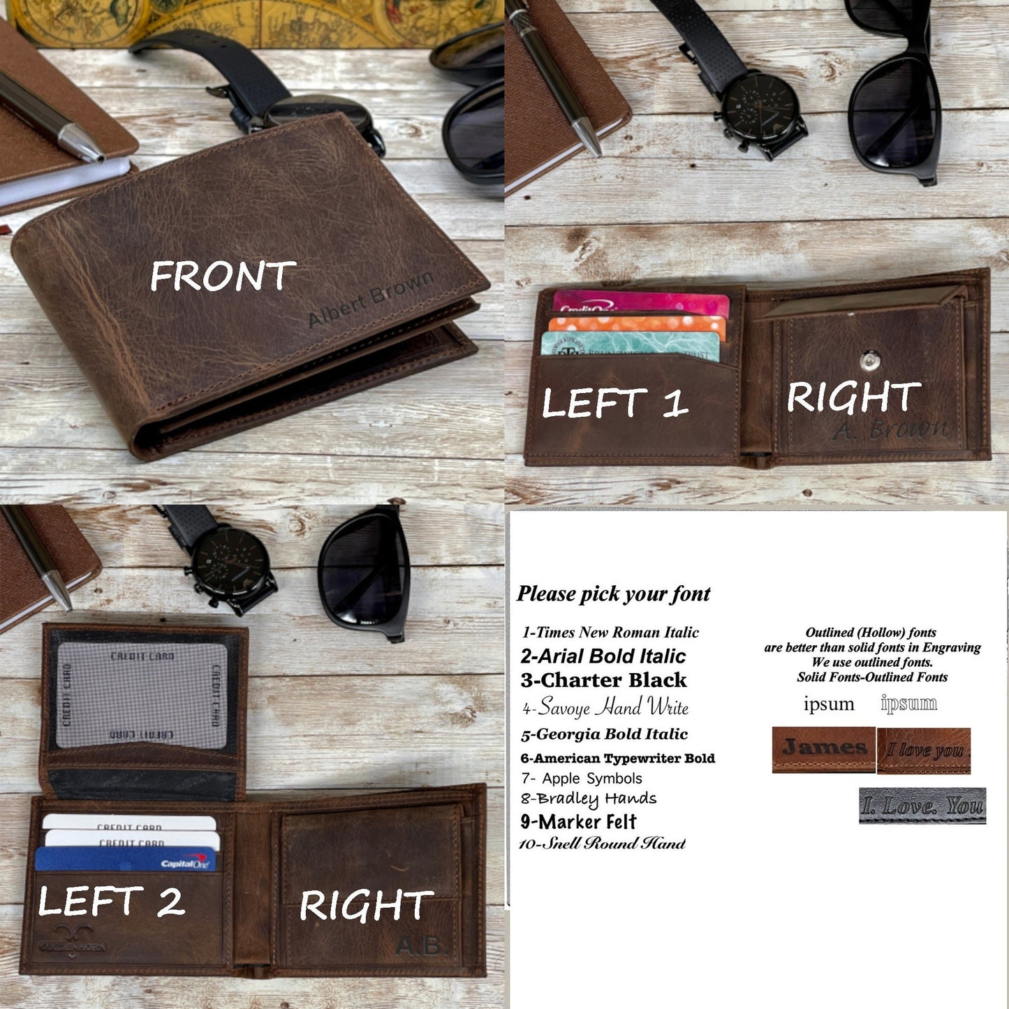 Custom Leather Wallet l Brown Leather Wallet l Anniversary Gift for Him Personalized Mens Leather Wallet l Groomsmen Wallet Gift for Him